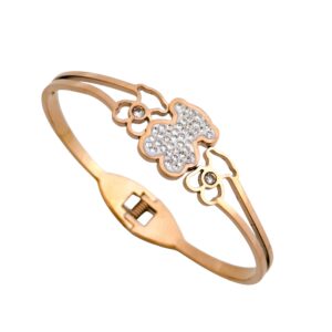 Rose Gold Crystal Floral Cuff Bracelet