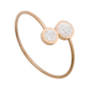 Gold-Toned Crystal Disc Open Cuff Bracelet