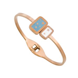Rose Gold Enamel Star Cuff Bracelet