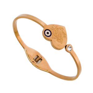 Rose Gold Evil Eye Heart Cuff Bracelet